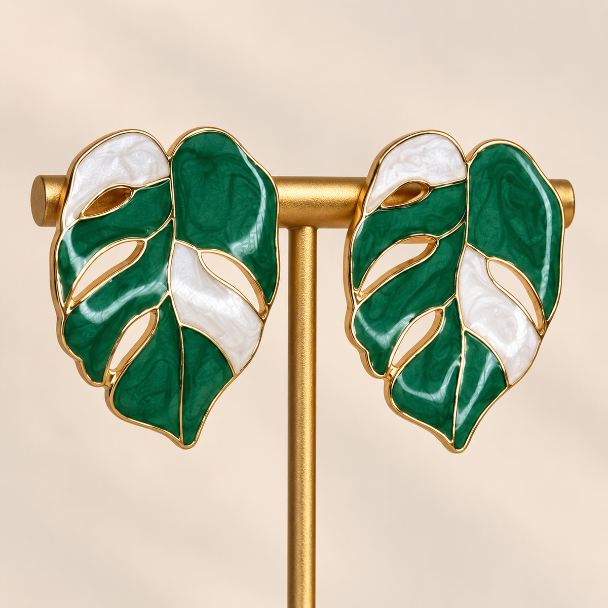 Ohrstecker Lovely Monstera GRÜN