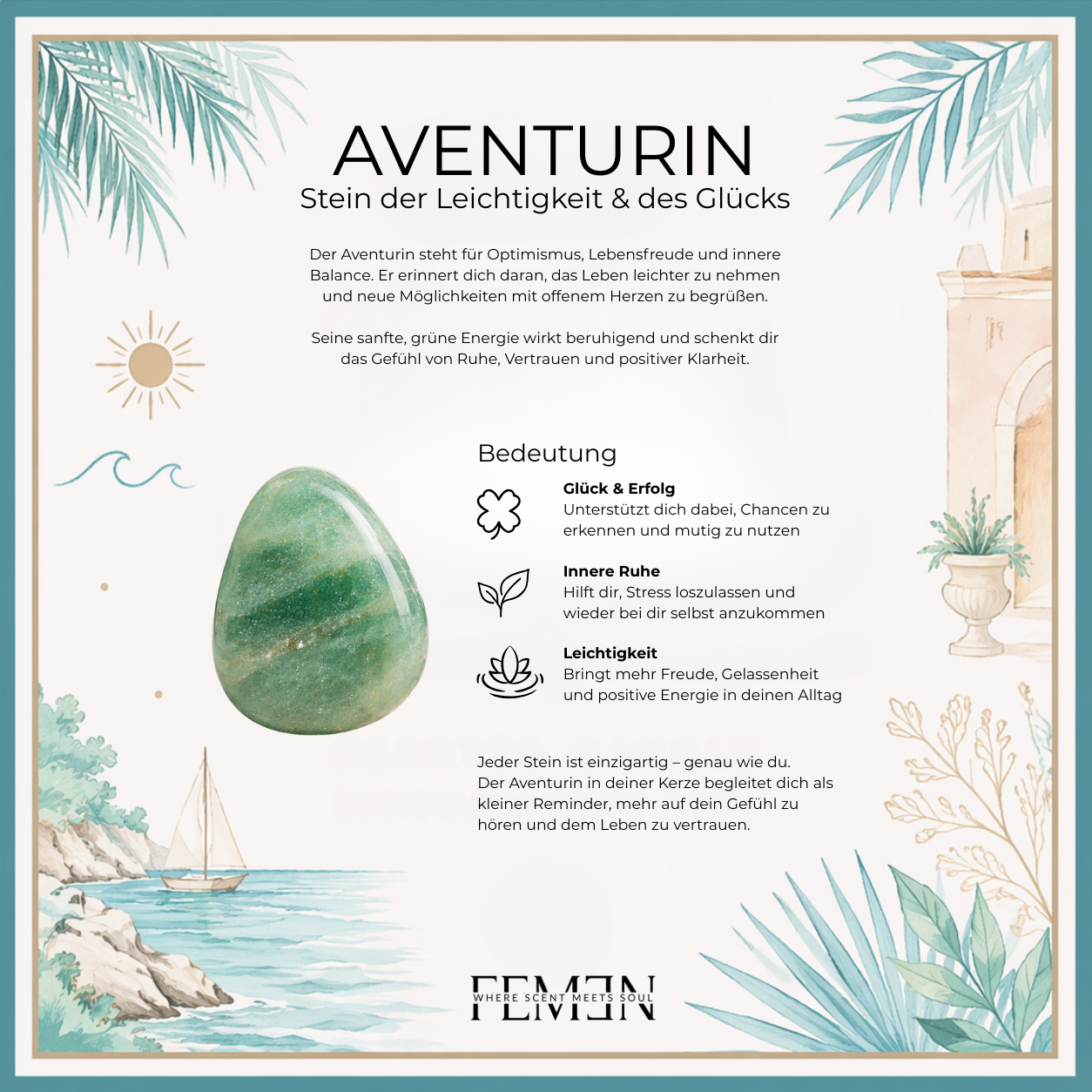 AZUR RIVIERA - Duftkerze mit Holzdocht - AVENTURIN