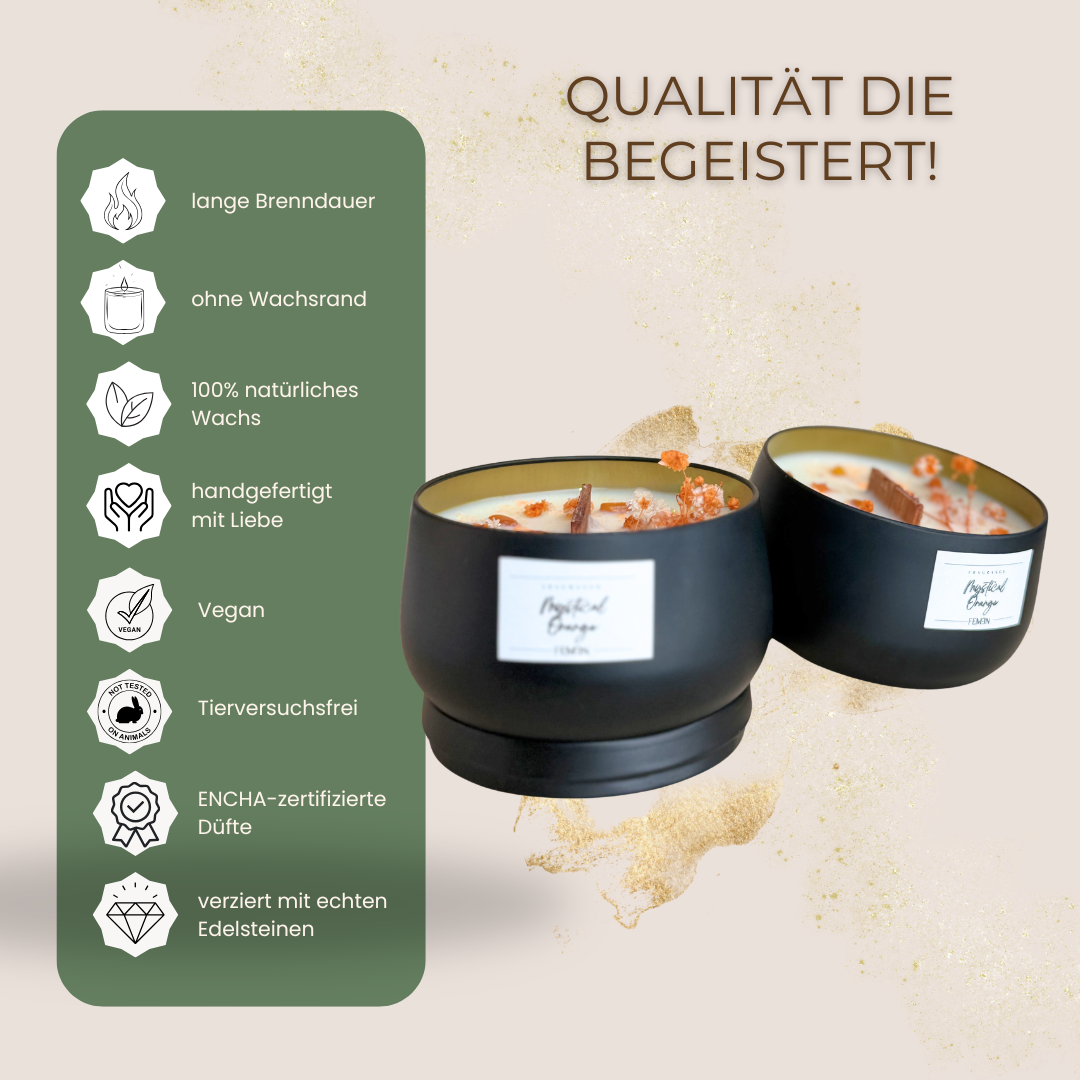MYSTICAL ORANGE - Duftkerze mit Holzdocht