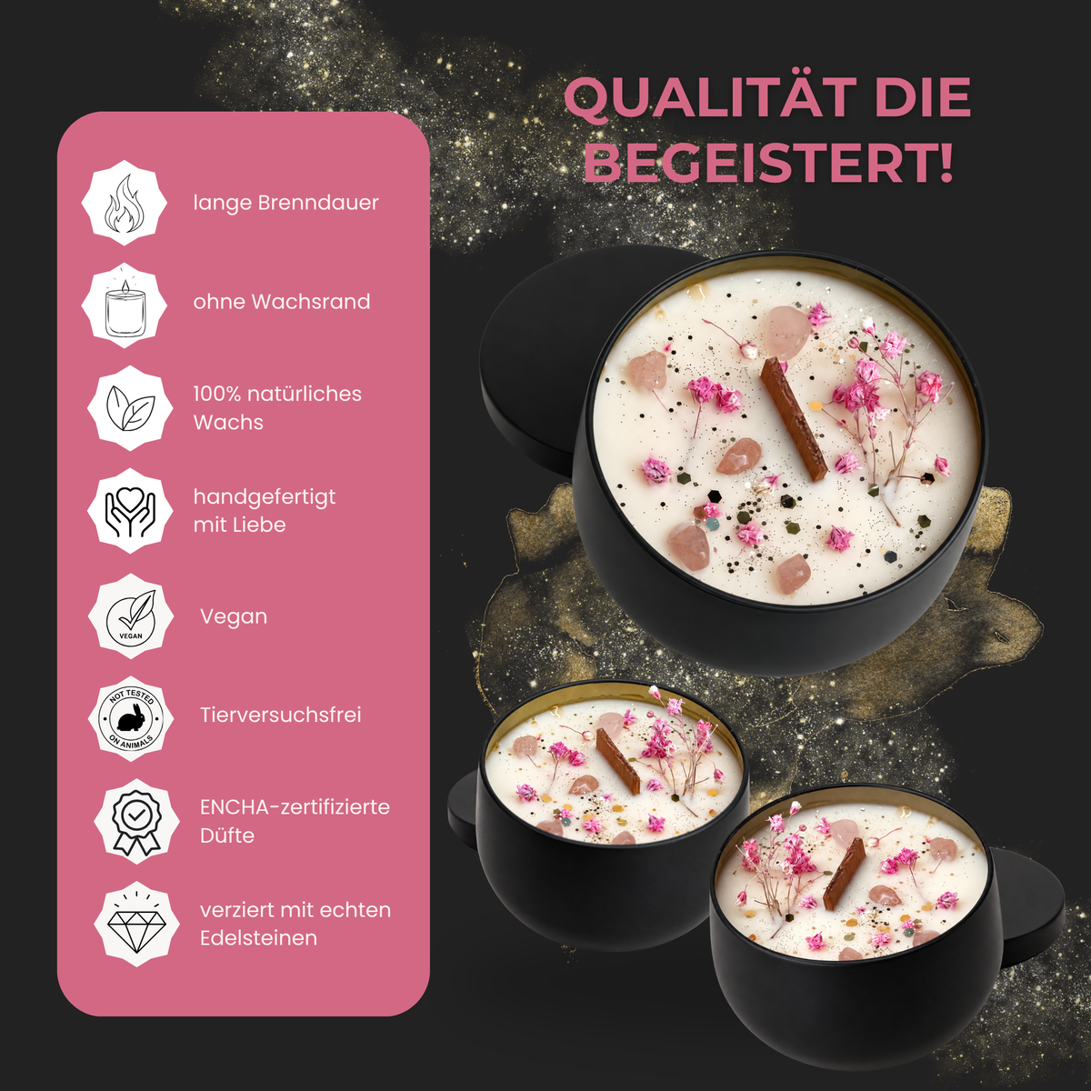 STRAWBERRY FIELDS FOREVER - Erdbeerquarz - Duftkerze mit Holzdocht