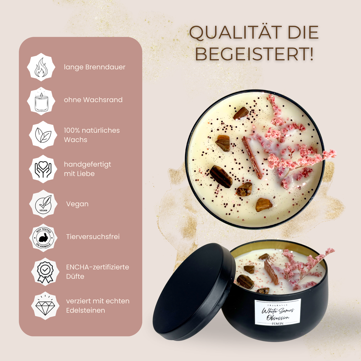 White Samos Obsession - Duftkerze mit Holzdocht - Tigerauge