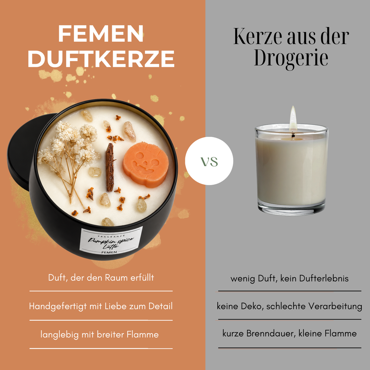 Pumpkin Spice - Duftkerze mit Holzdocht - Citrin