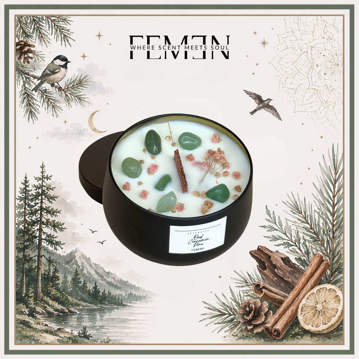 OUD CINNAMON PINE - Duftkerze mit Holzdocht