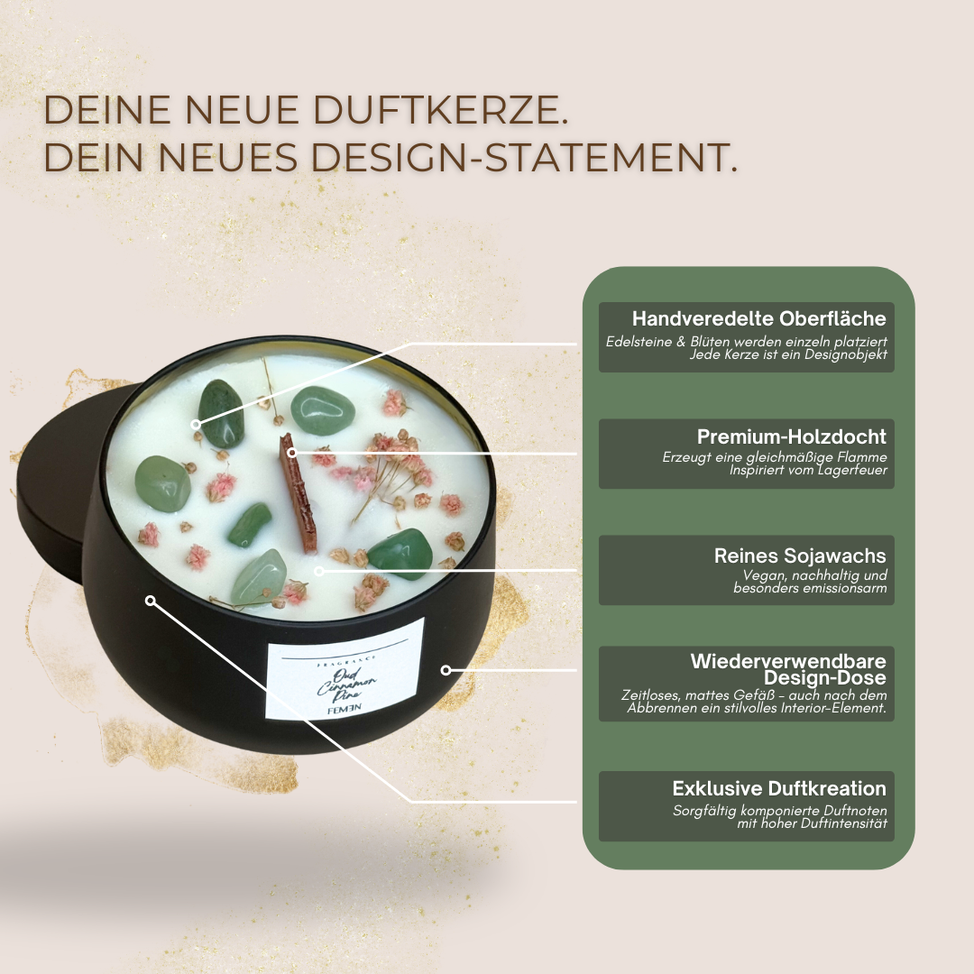 OUD CINNAMON PINE - Duftkerze mit Holzdocht