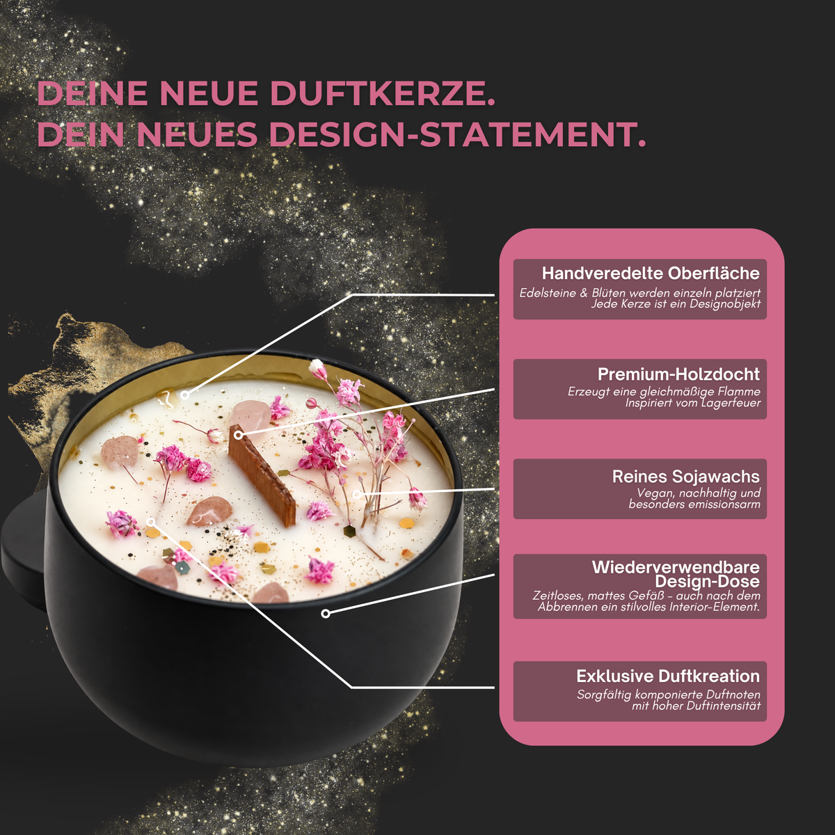STRAWBERRY FIELDS FOREVER - Erdbeerquarz - Duftkerze mit Holzdocht