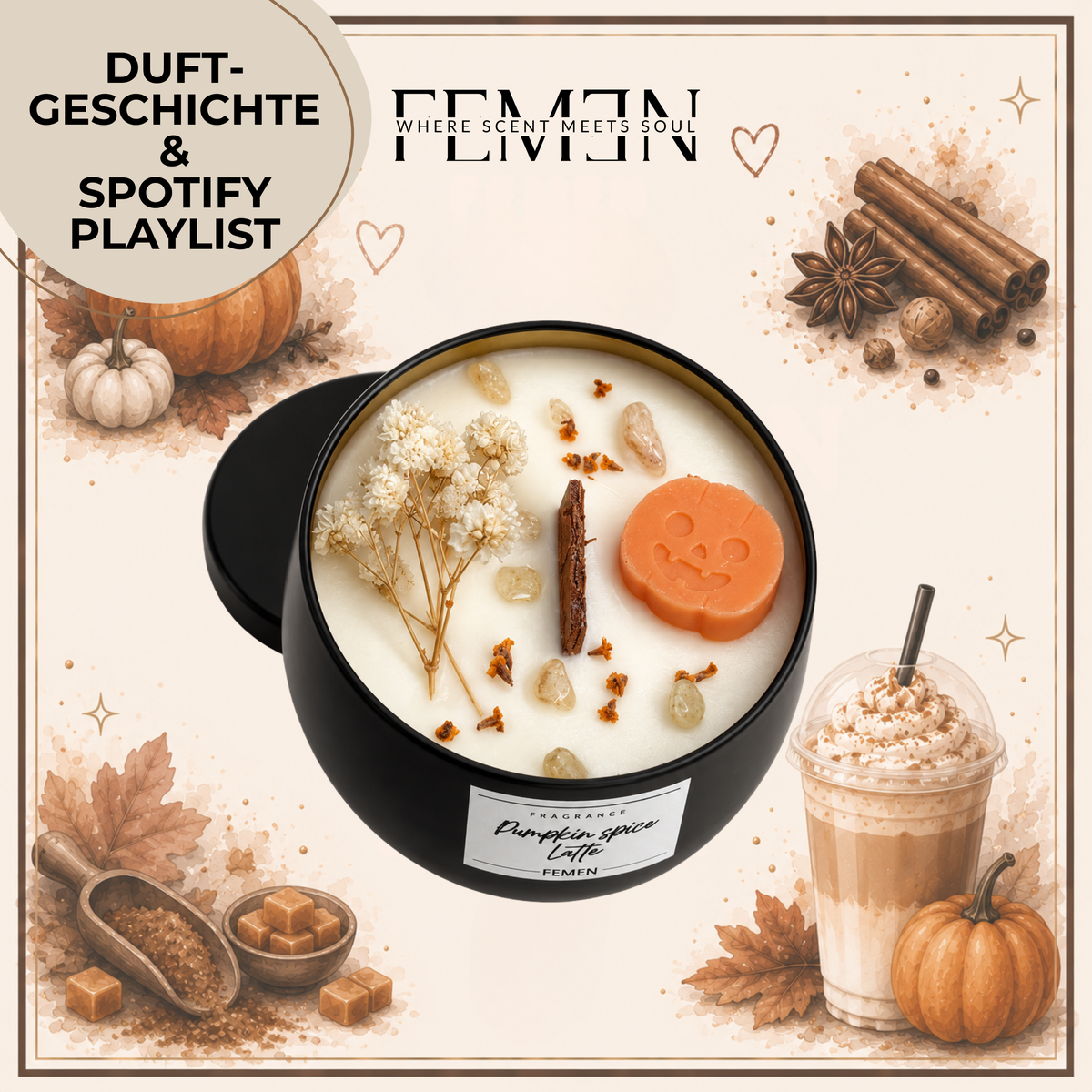 Pumpkin Spice - Duftkerze mit Holzdocht - Citrin