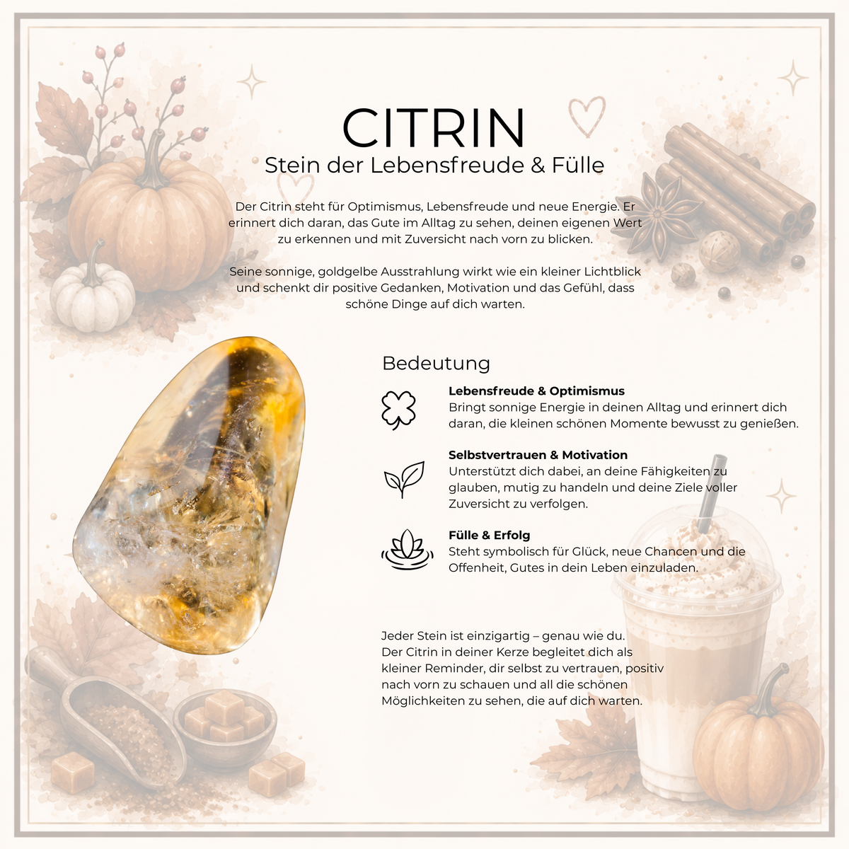 Pumpkin Spice - Duftkerze mit Holzdocht - Citrin